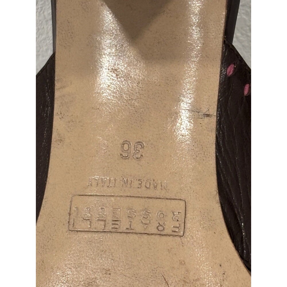 Fratelli Rossetti Brown Leather Mule Sandals Block Heel Made in Italy EU 36 - Picture 7 of 10